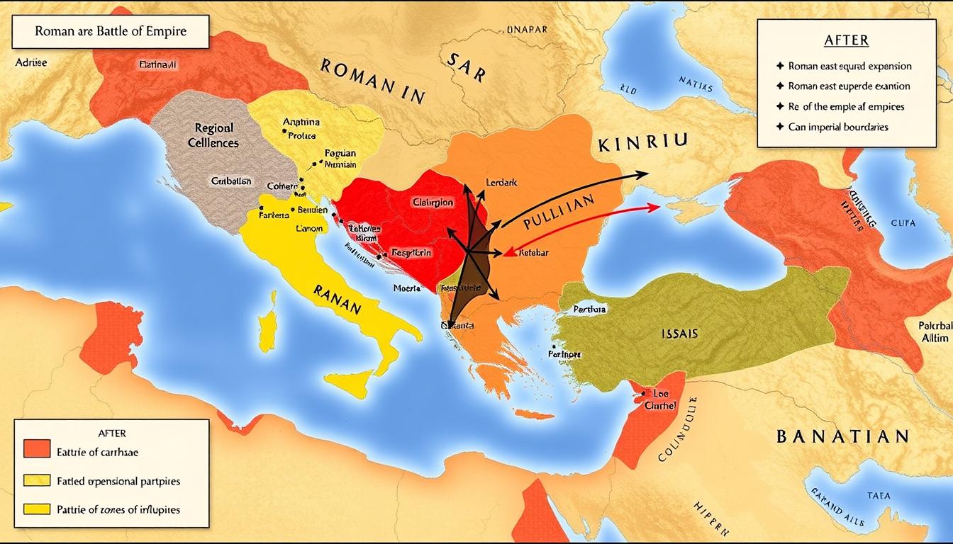Map showing the strategic impact of the Battle of Carrhae on Roman and Parthian territories