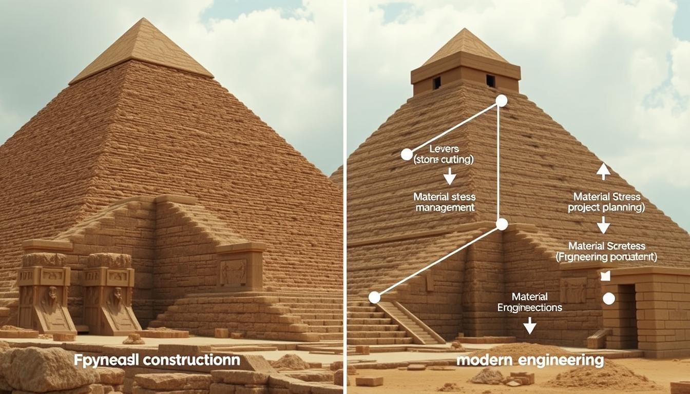 Comparison between ancient pyramid construction techniques and modern engineering principles
