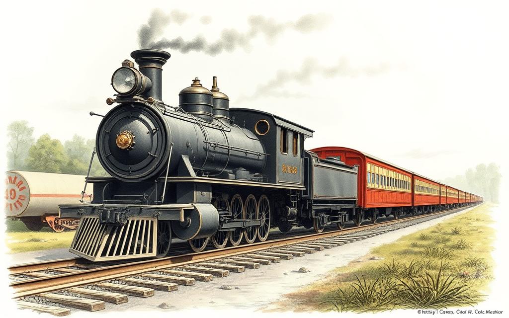 Early American locomotive on the Baltimore and Ohio Railroad