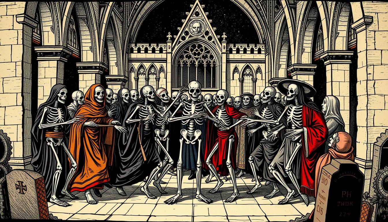 Medieval artwork depicting the Dance of Death, showing how epidemics changed history through cultural expression