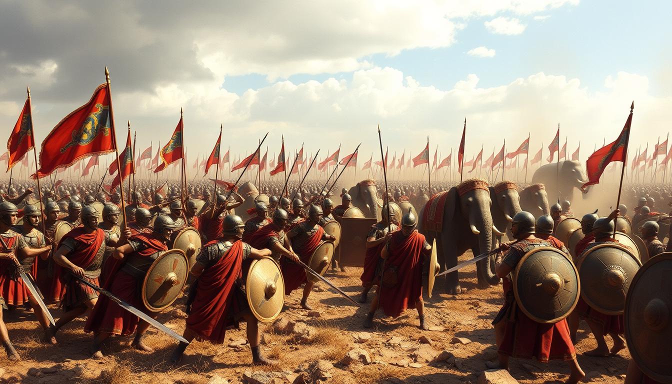Roman and Carthaginian forces in battle during the Punic Wars