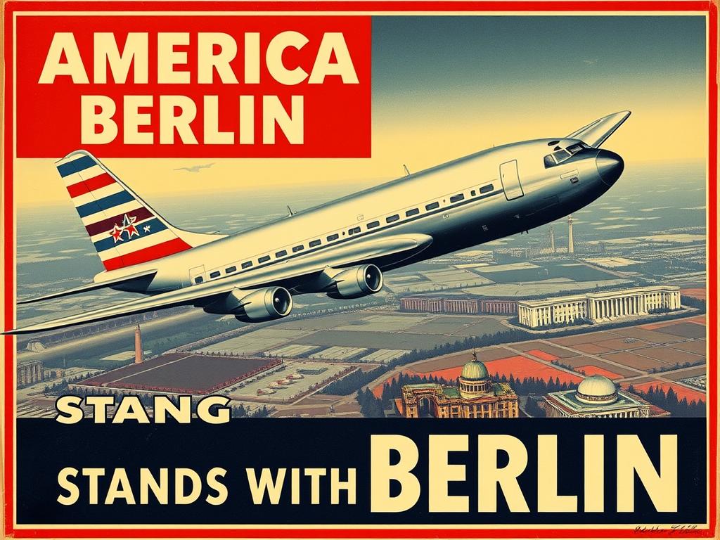 American propaganda poster about the Berlin Blockade 1948-1949 showing solidarity with Berliners