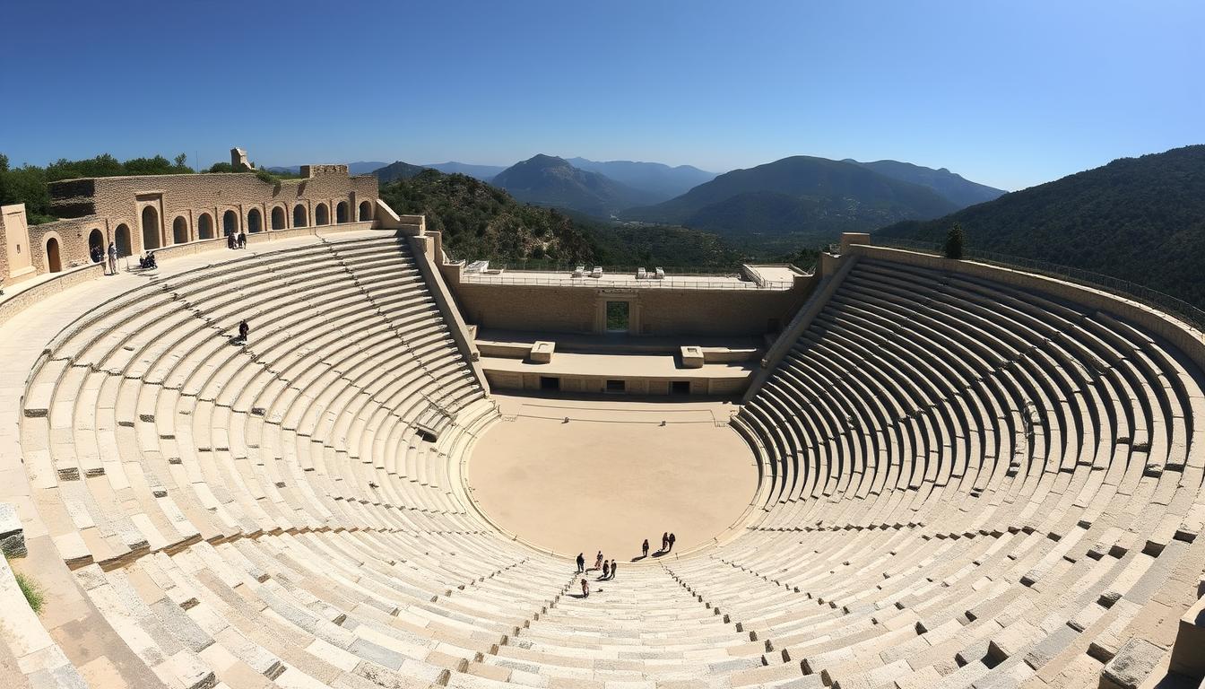 Ancient Greek theater at Epidaurus showing the remarkable acoustics and design