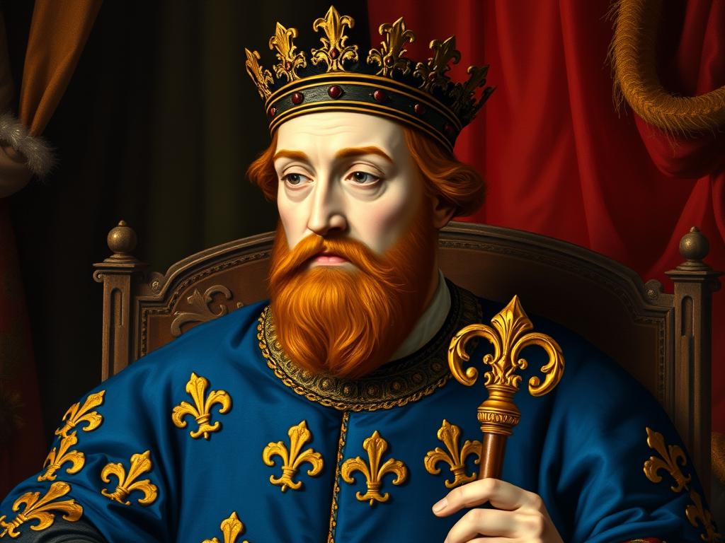 Portrait of Charles V of France wearing royal robes and crown, known as 'Charles the Wise'