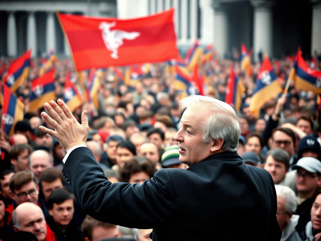 Slobodan Milošević addressing a crowd during the rise of Serbian nationalism in the late 1980s