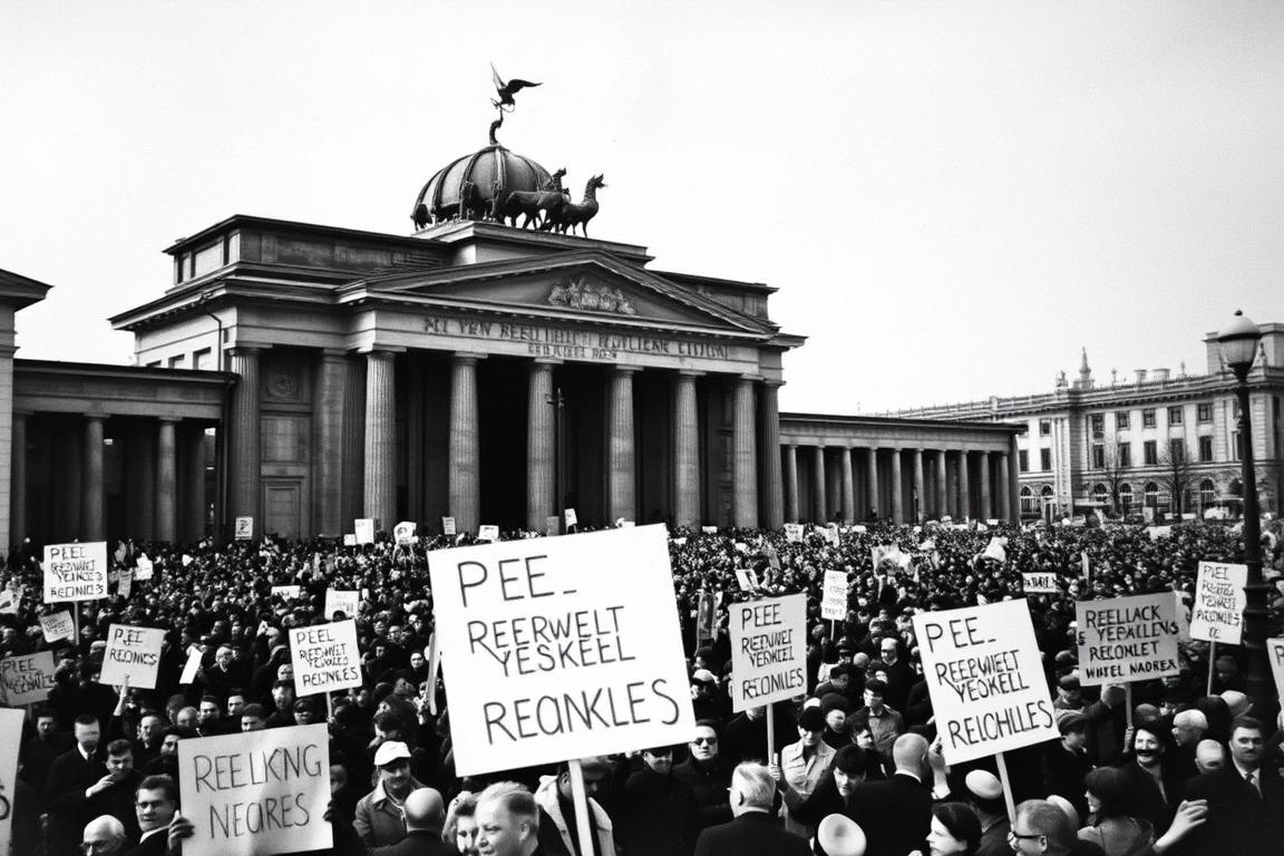 West Berlin citizens protesting against the Soviet blockade in 1948 during the Berlin Blockade 1948-1949