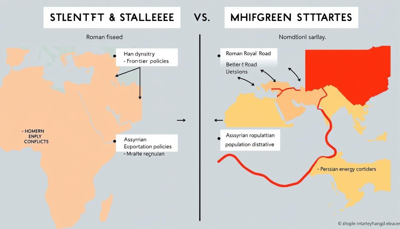 Diagram showing parallels between ancient and modern imperial strategies