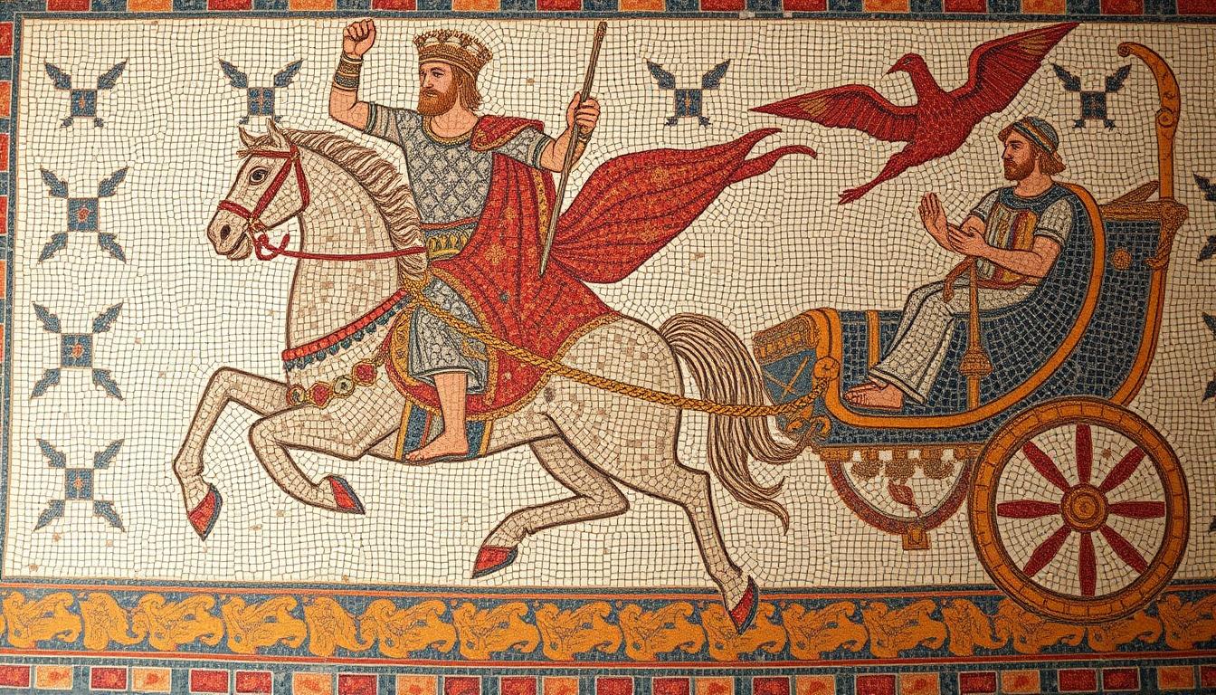 Mosaic depicting Alexander the Great in battle against King Darius III of Persia