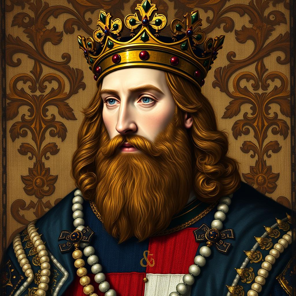 Portrait of Edward III of England wearing the crown and royal regalia