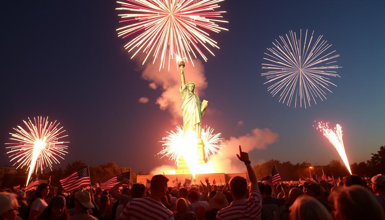 Modern Independence Day celebration reflecting the enduring legacy of America's fight against British rule and the founding document