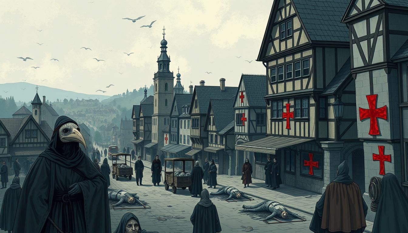 Medieval painting depicting the Black Death epidemic that changed history in Europe