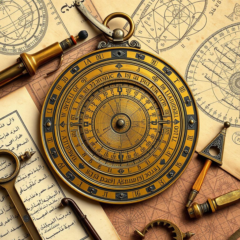 Ancient astrolabe and mathematical instruments from Islamic Golden Age