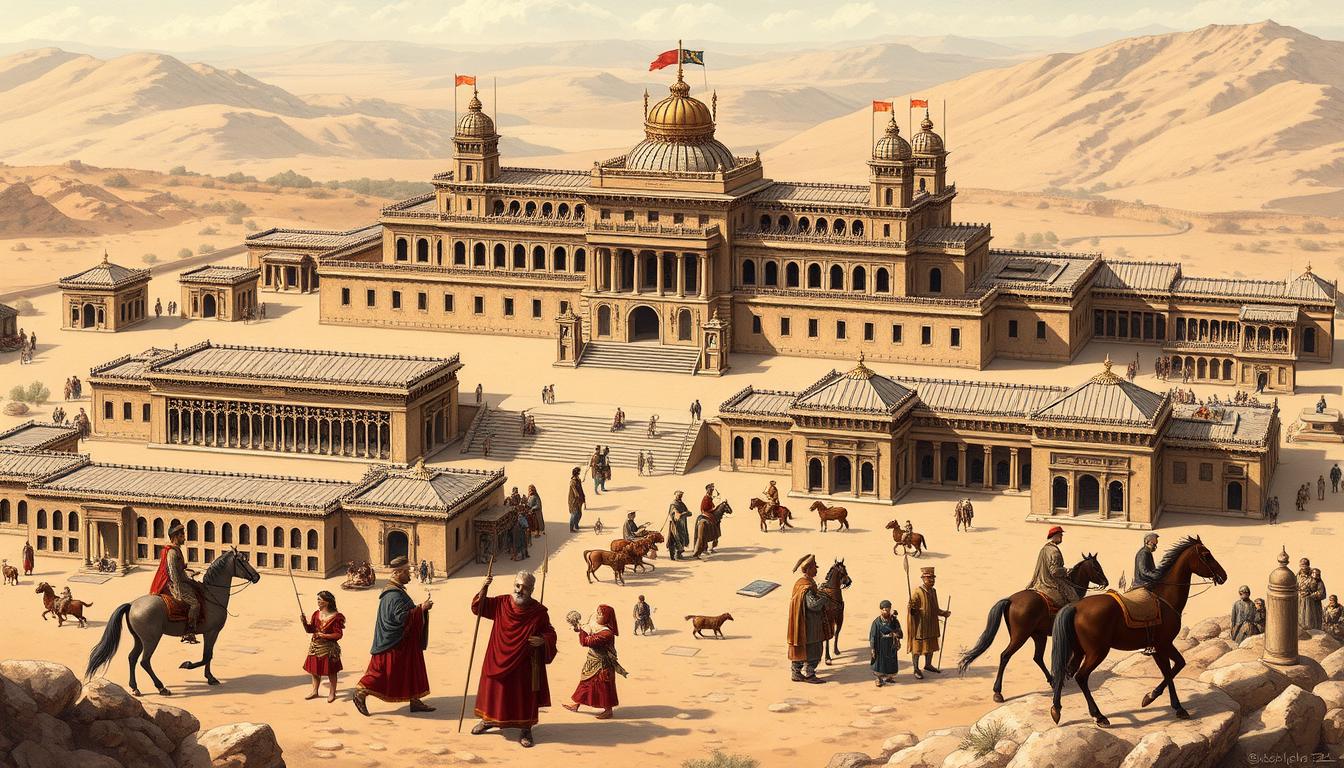 Artistic representation of Persian satrapy system showing governors reporting to the central authority