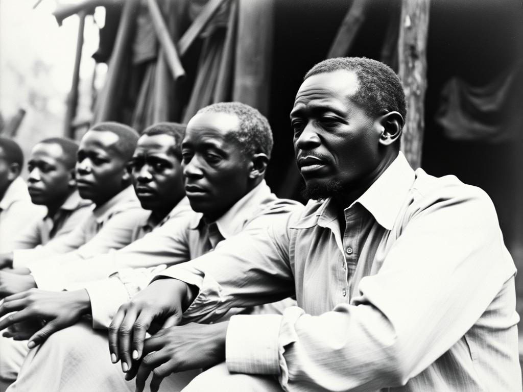 Congolese victims of Leopold II's rubber terror regime showing severed hands