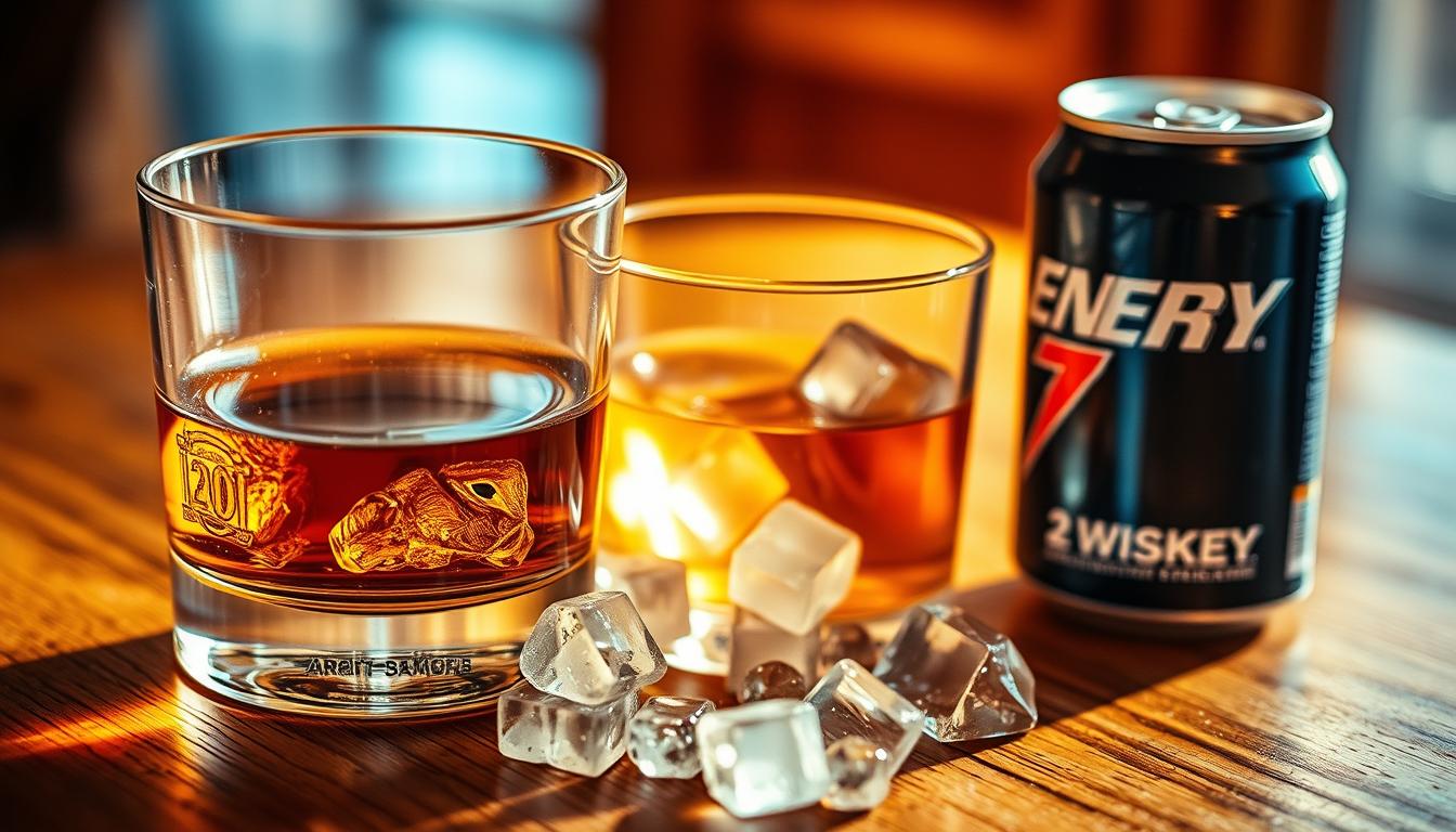 combinação de whisky e energético