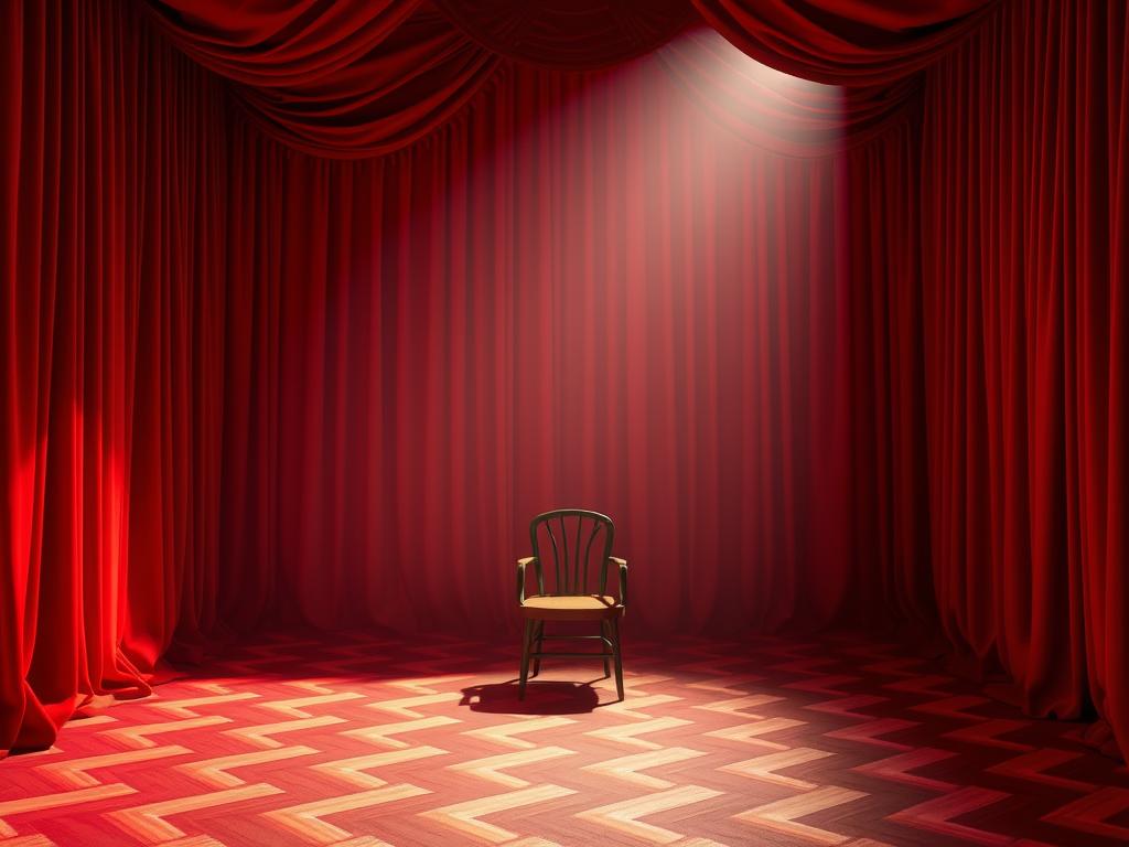 Sala vermelha simbólica representando o universo enigmático de Twin Peaks