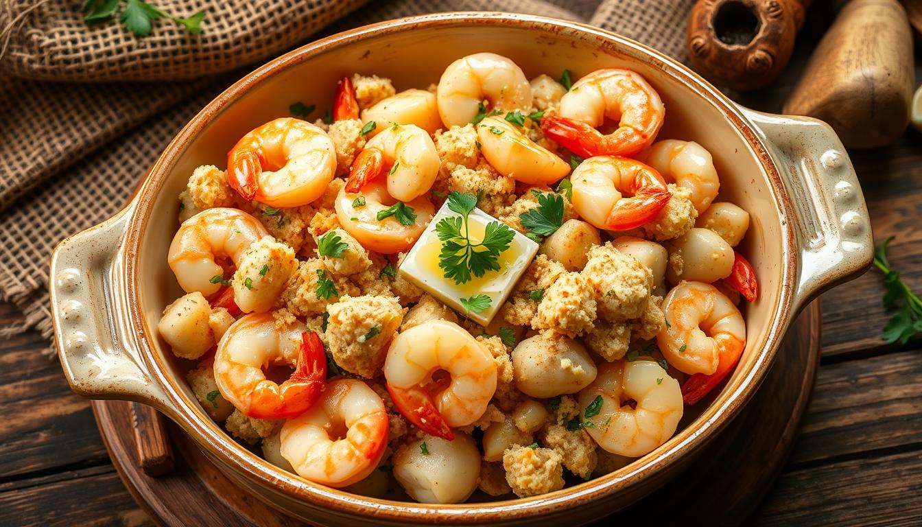 This easy recipe for seafood stuffing combines crab, shrimp, and savory herbs to create the perfect filling for fish, poultry, or holiday side dishes