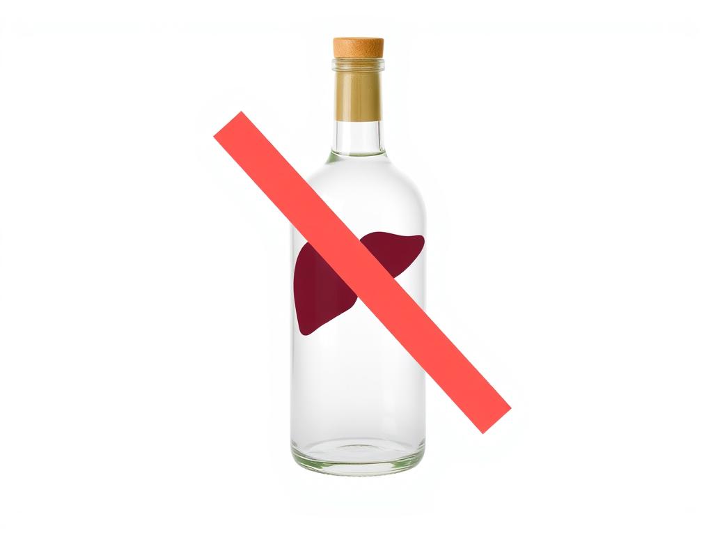 Garrafa de bebida alcoólica com símbolo de proibido, ilustrando a necessidade de evitar álcool para tratar gordura do fígado