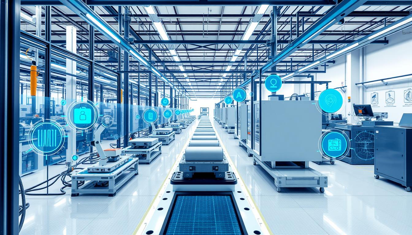 Manufacturing facility using AI for quality control and predictive maintenance