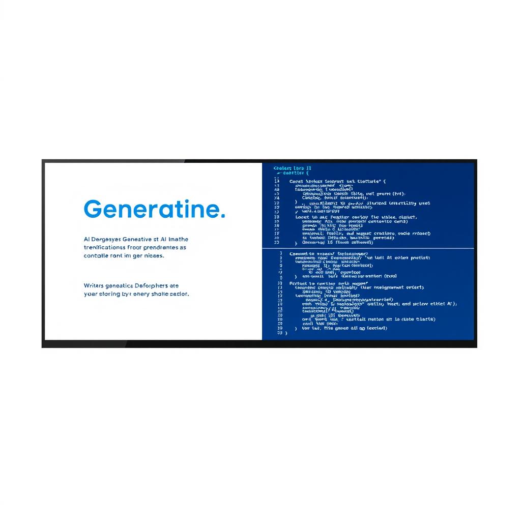 Generative AI tools creating content including text, images, and code