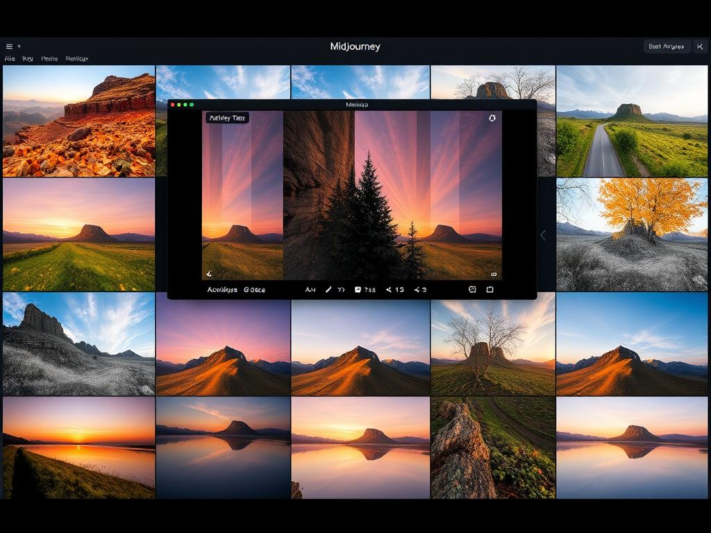Midjourney AI image generation showing creative visual outputs