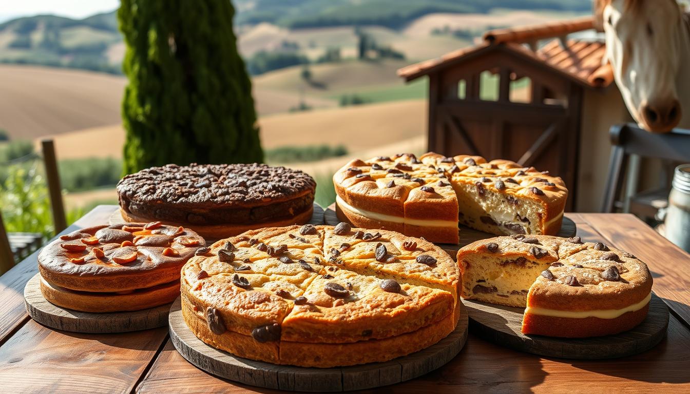 Different regional variations of Torta Della Nonna from across Tuscany