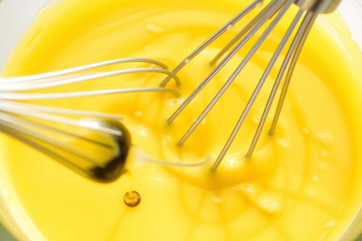 Whisking egg yolks and garlic for Classic Homemade Aioli Recipe