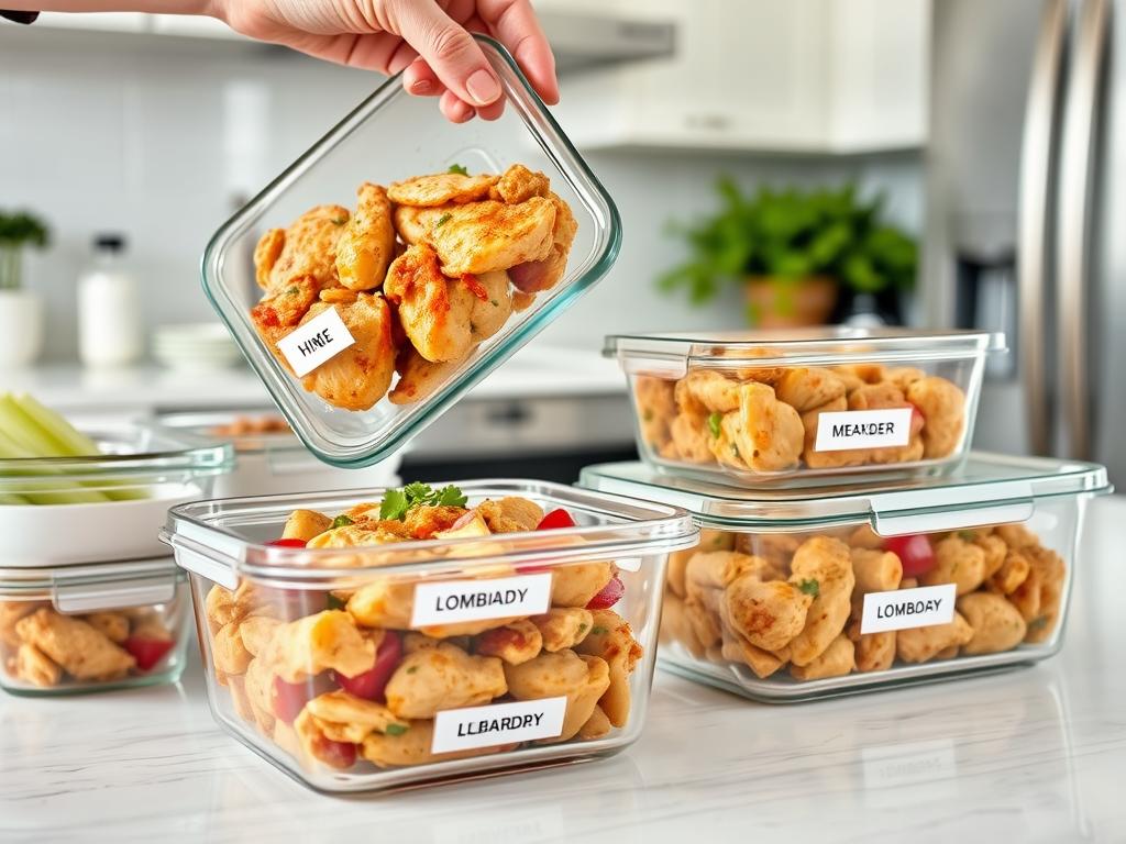 Leftover Classic Chicken Lombardy Recipe being stored in containers