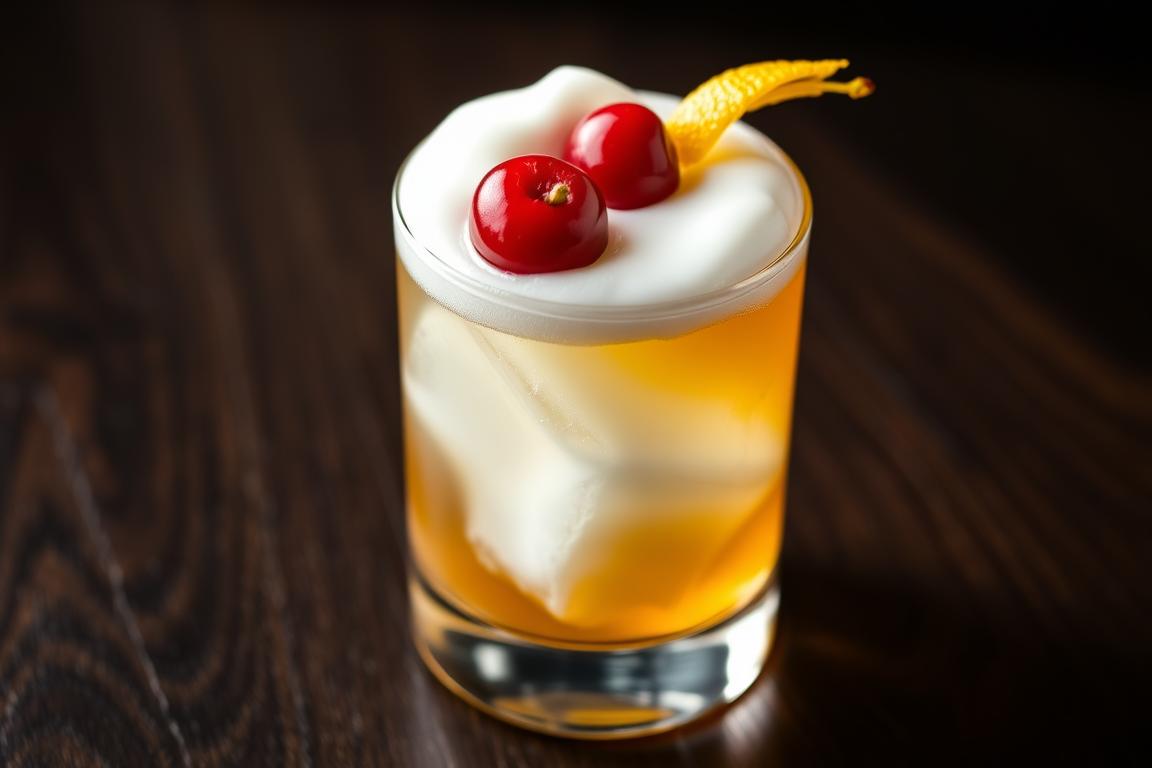 Perfectly garnished Classic Amaretto Sour in a rocks glass