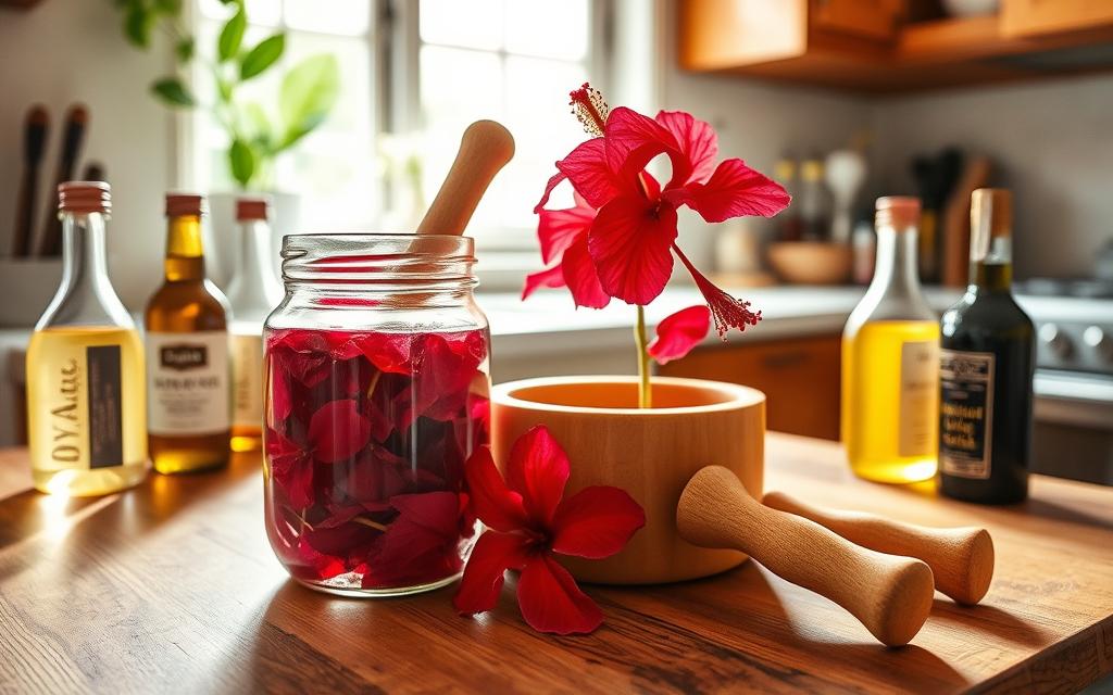 Crafting Hibiscus Oil at Home