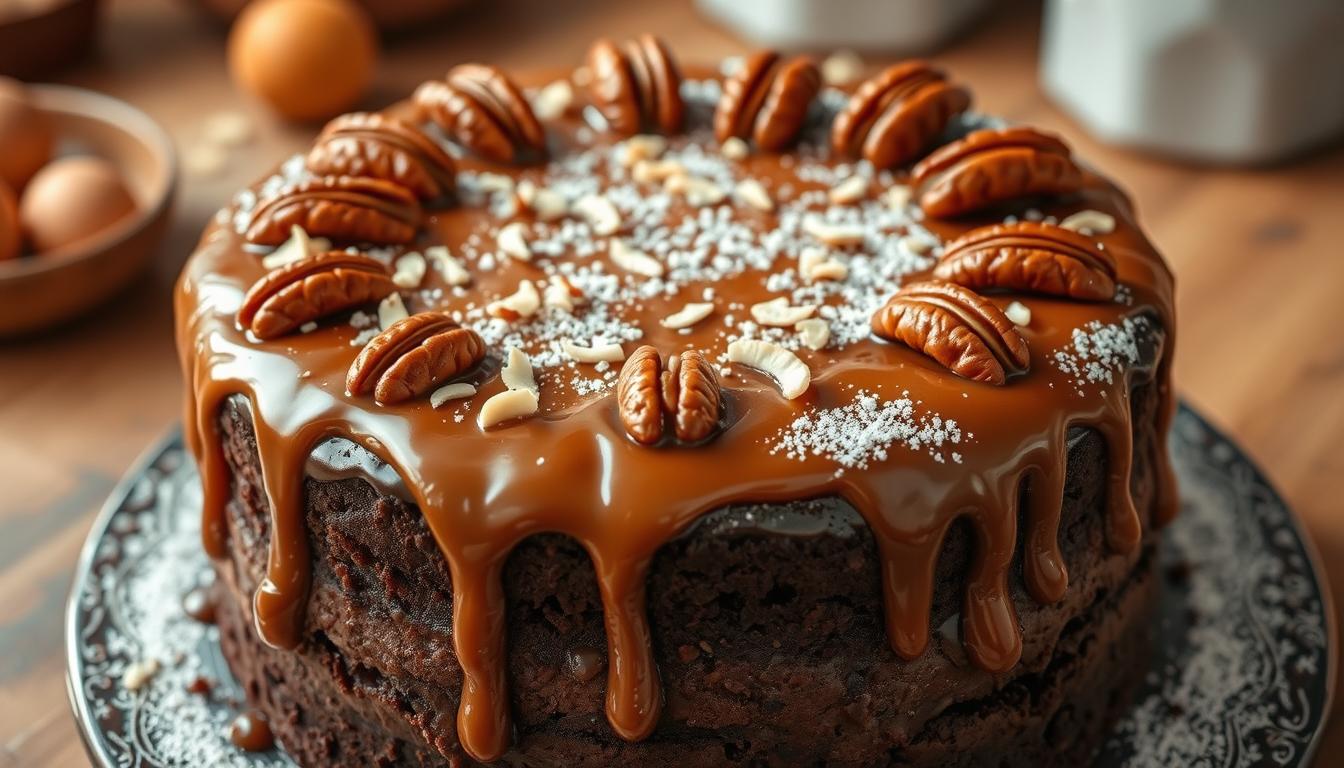 German Chocolate Poke Cake Decoration