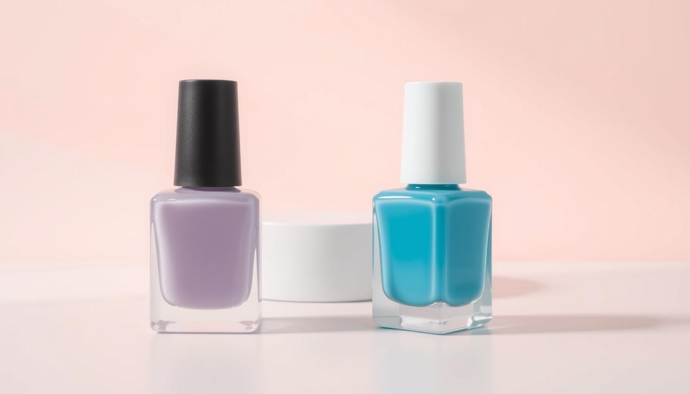Cores de esmalte Lilás Pastel e Azul Cerúleo