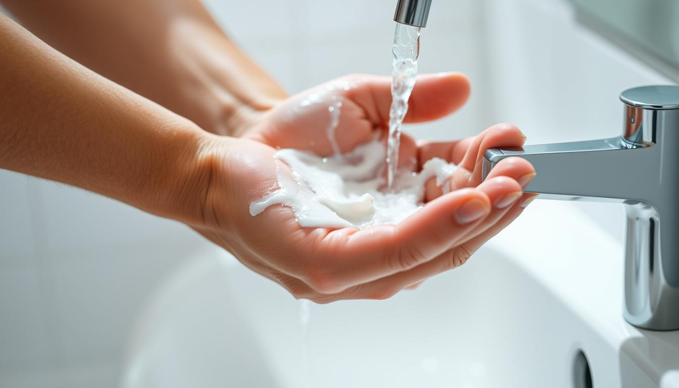 Pessoa lavando as mãos como medida preventiva contra infecções que podem desencadear a síndrome de Guillain-Barré