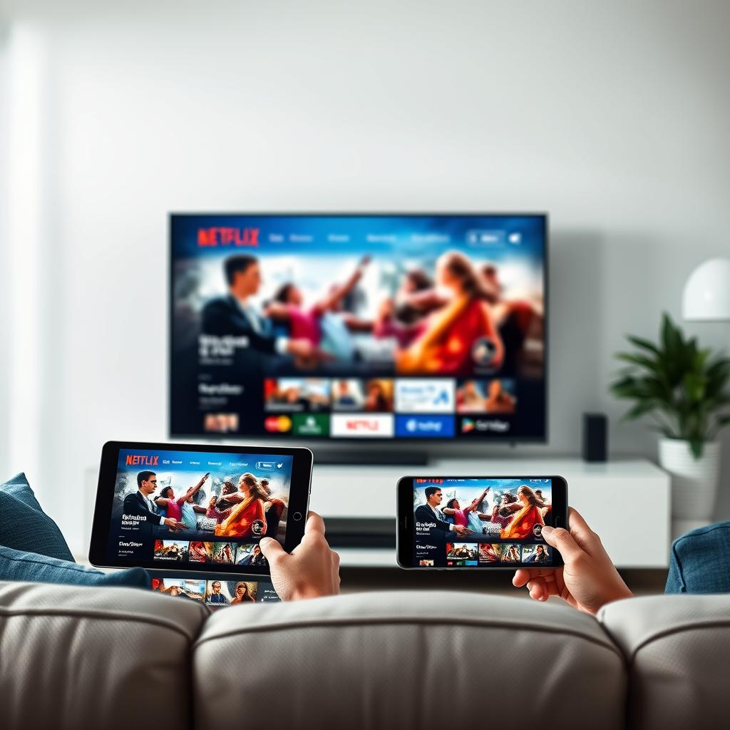 Multiple devices showing synchronized OTT IPTV content across platforms