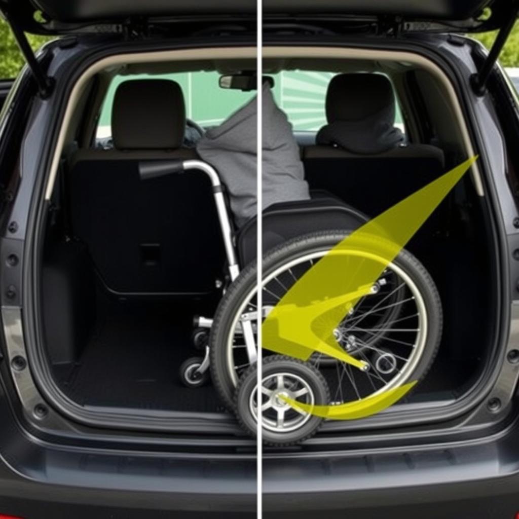 Cadeira de Rodas Dobrável sendo transportada em um carro