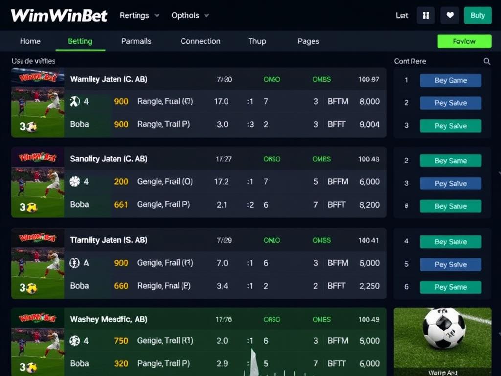 WinWinBet sports betting section showing football matches and odds