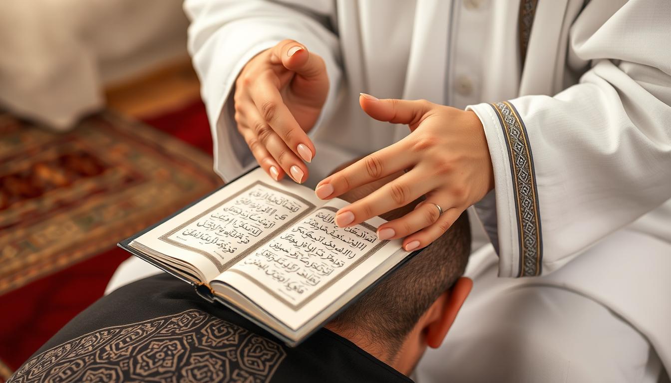 شخص يقرأ الرقية الشرعية على مريض