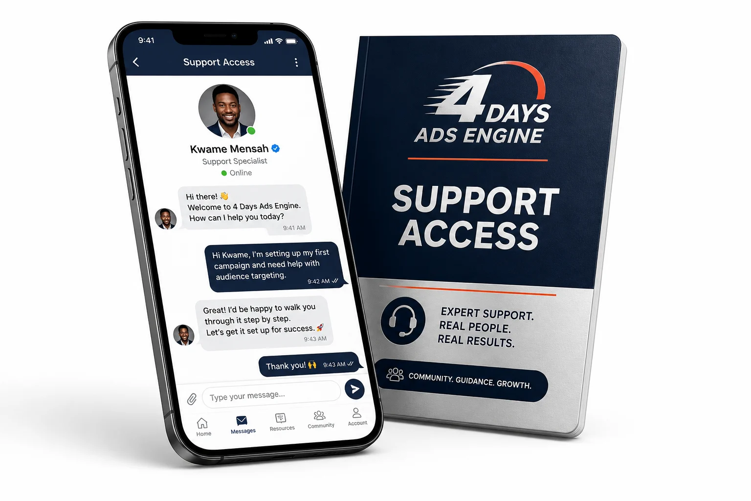 4 Days Ads Engine Support Access mockup
