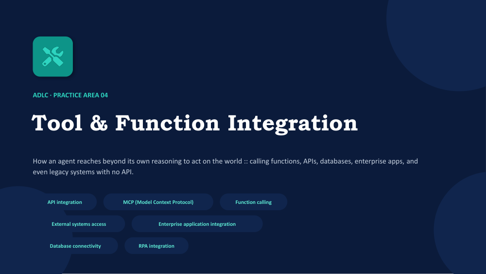 Cover slide: Tool and Function Integration for AI Agents