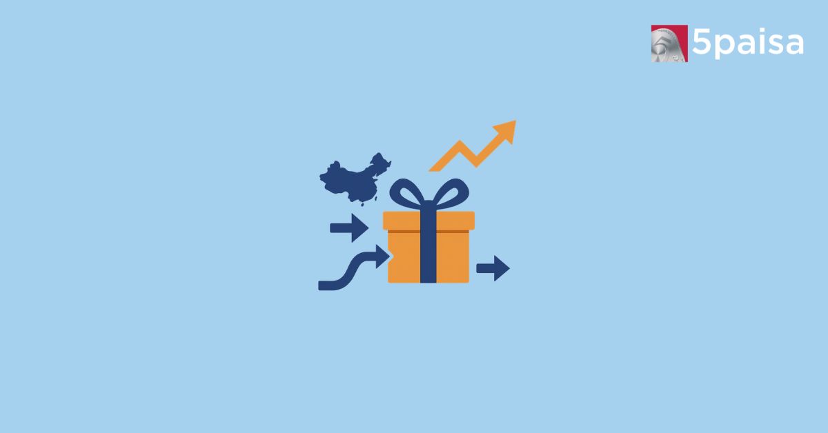 Gift Nifty illustration with box, flow arrows, a map, rising arrow