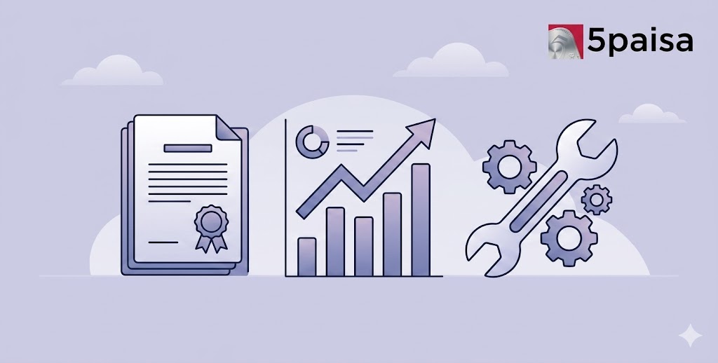 IPO filing concept with document, growth chart, tools