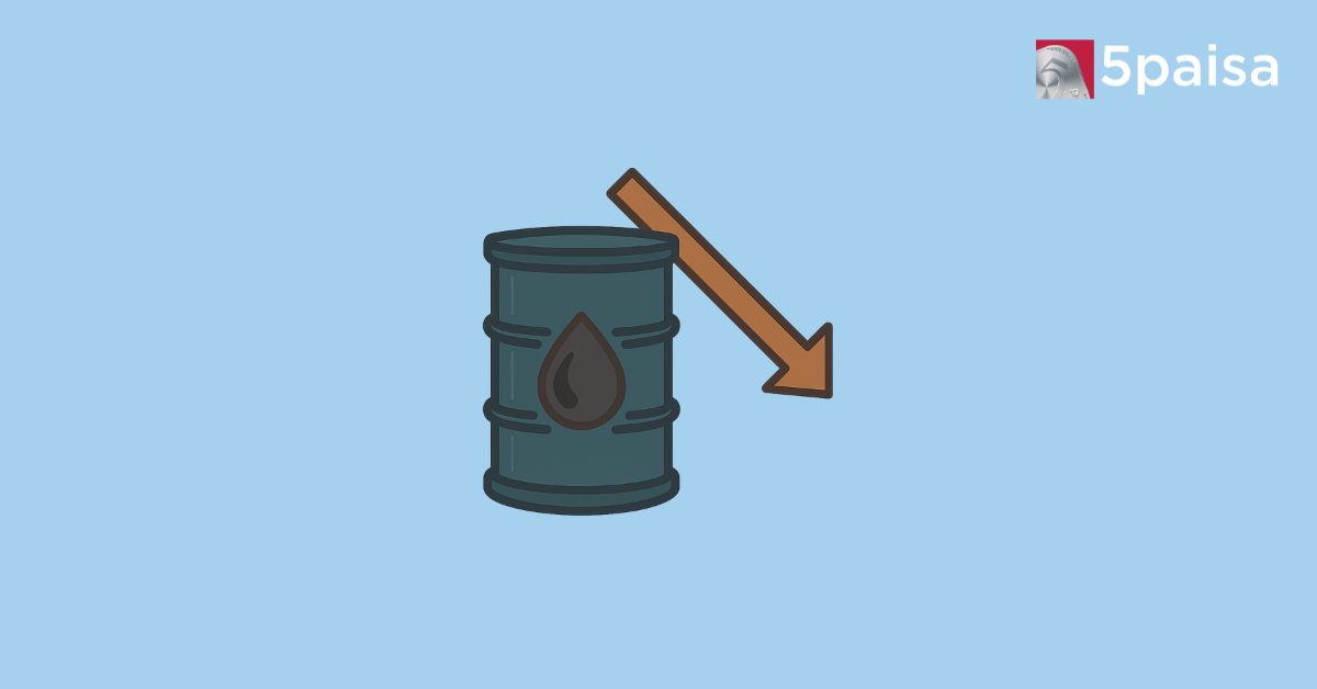 Crude oil market drop symbol with barrel and falling arrow