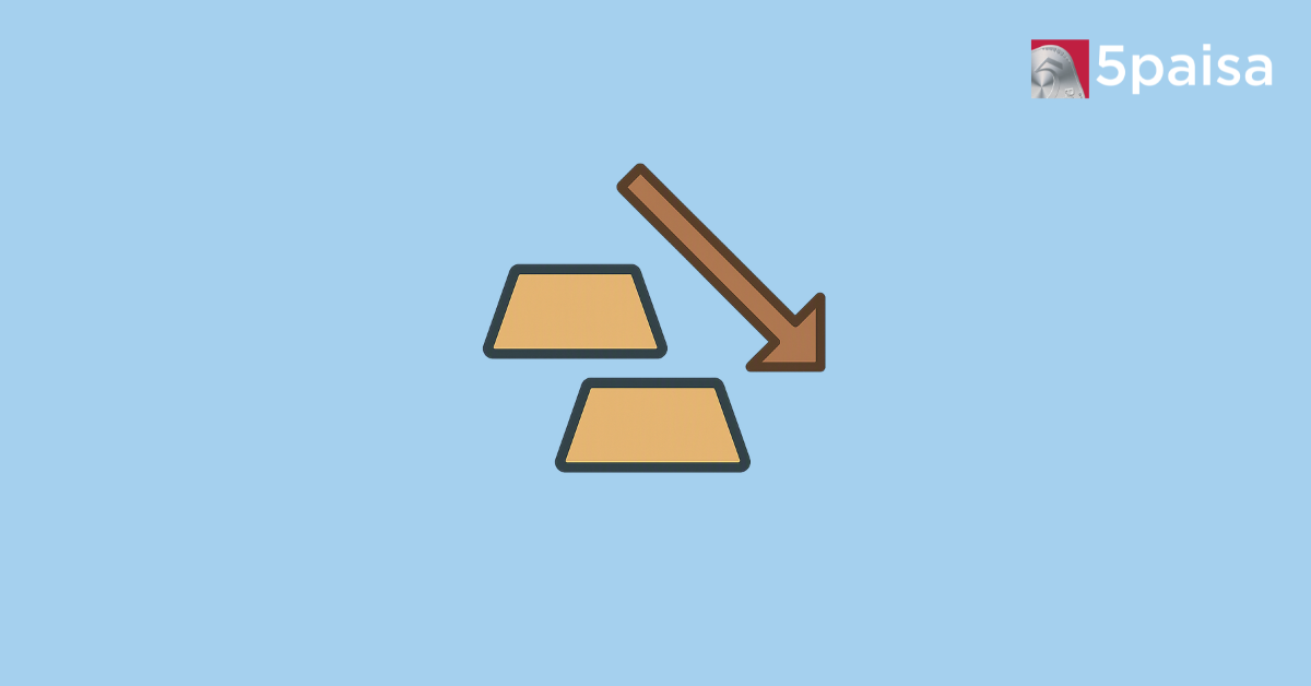 Gold silver price fall illustrated with metal bars and downward arrow