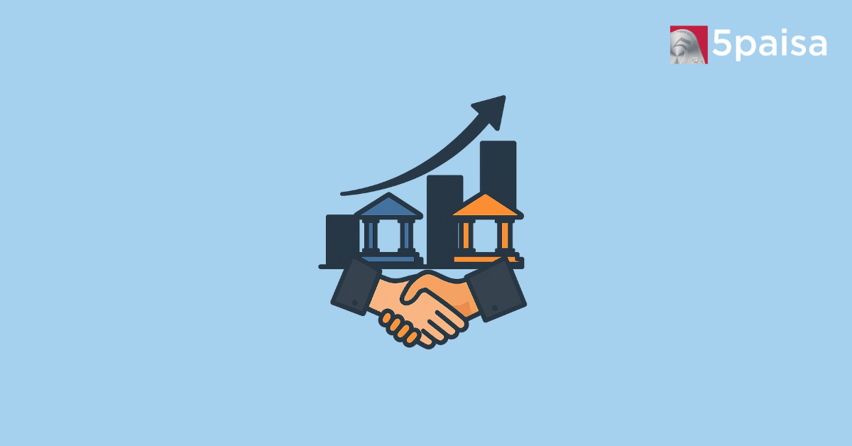 PFC REC merger concept with handshake, institutions and growth arrow
