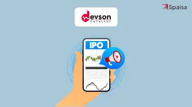 Copilot said: Hand holding a smartphone displaying an IPO chart and megaphone, symbolising Devson Catalyst's stock market listing.