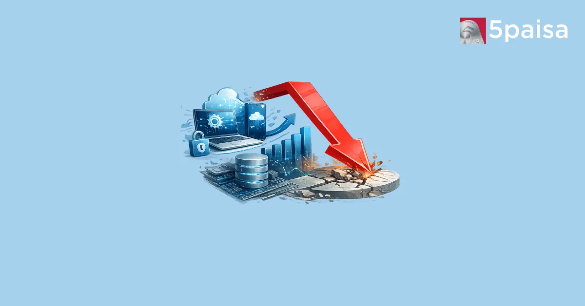 Nifty IT decline illustration with tech devices and falling market arrow