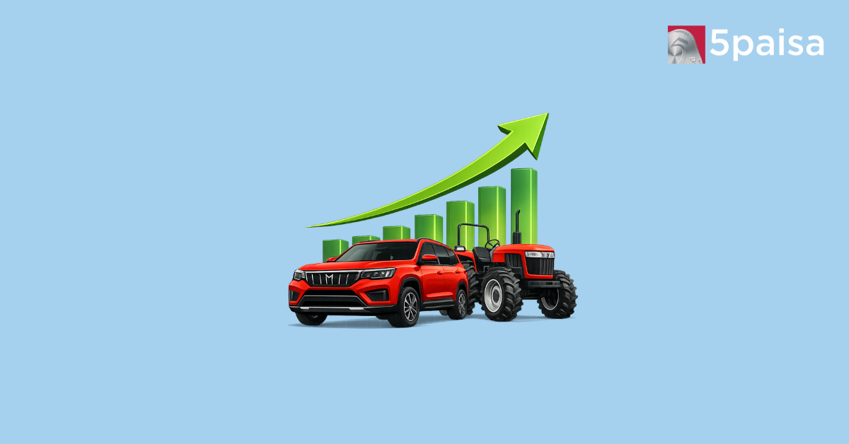 Mahindra auto and tractor sales concept with upward growth chart