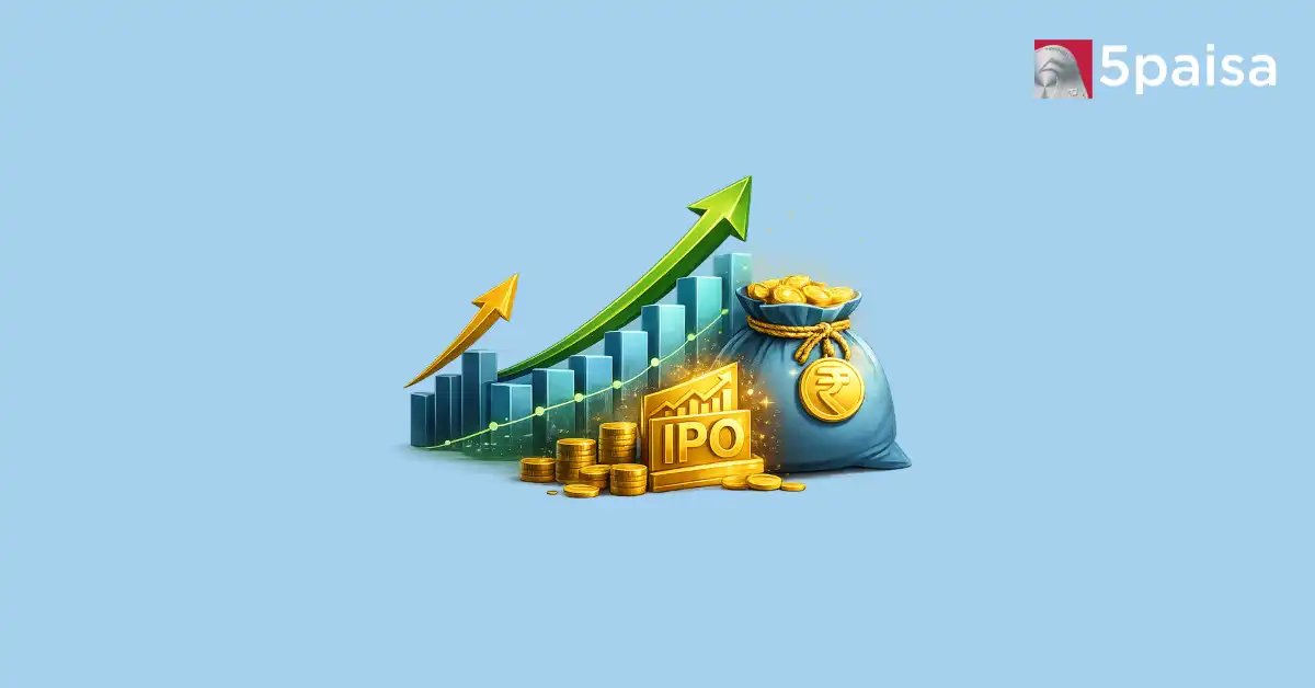 SBI Funds IPO illustration with money bag, growth chart and rising arrow SBI Funds IPO illustration with money bag, growth chart and rising arrow