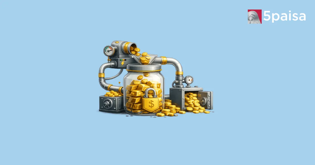 Gold monetisation concept featuring gold bars, vault and deposit pipeline