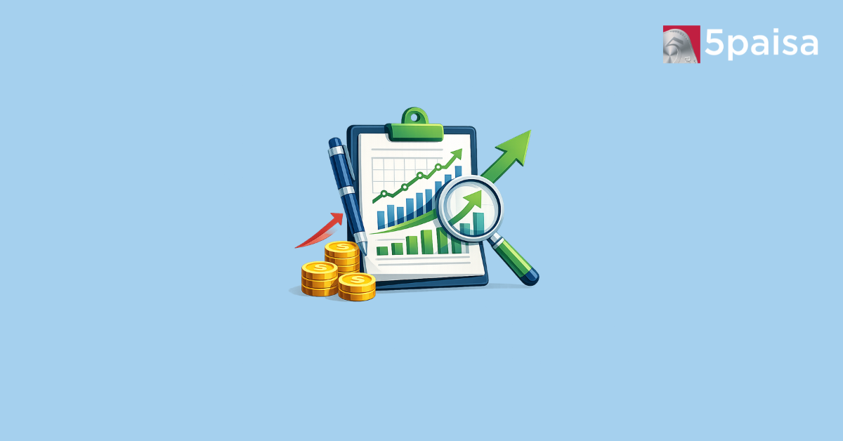 Q1 Results vector showing earnings report, stock charts and growth analysis